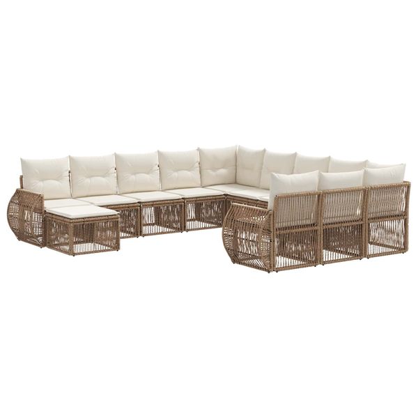 vidaXL Súprava záhradných pohoviek 12 pcs Béžová polyratan