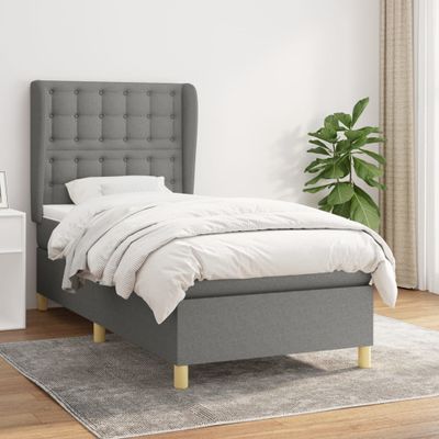 vidaXL Boxspring posteľ s matracom tmavosivá 90x200 cm látka