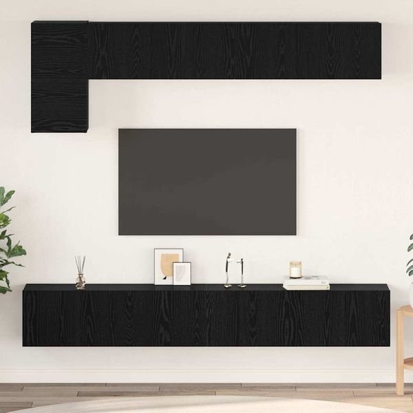 vidaXL Zostava TV skriniek Nástenný 5 pcs Čierny dub Kompozitné drevo