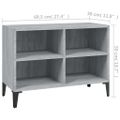vidaXL TV stolík s kovovými nohami sivý dub sonoma 69,5x30x50 cm