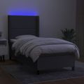 vidaXL Posteľ boxsping s matracom a LED tmavosivá 80x200 cm látka
