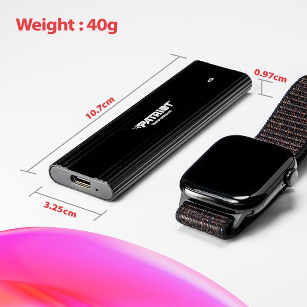 Patriot TRANSPORTER Lite/2TB/SSD/Externý/Čierna/3R PATRIOT TRANSPORTER Lite 2TB Portable SSD / USB 3.2 Gen2 / USB-C / externý / hliníkové telo / čierny