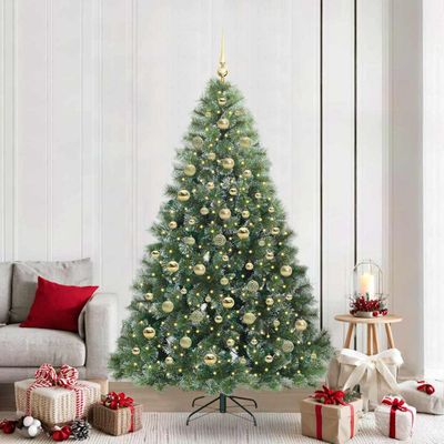 vidaXL Umelý vianočný stromček s 300 LED-i Zelená 210 cm PE a PVC