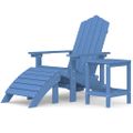 vidaXL Záhradná stolička Adirondack s podnožkou a stolíkom HDPE modrá