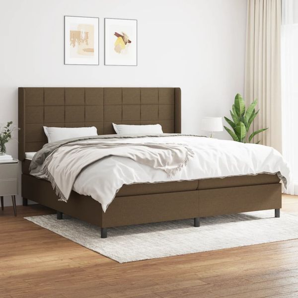vidaXL Boxspring posteľ s matracom tmavohnedá 200x200 cm látka