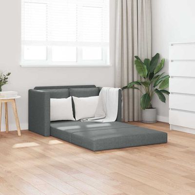 vidaXL Podlahová rozkladacia pohovka 2v1 tmavosivá 112x174x55 cm látka