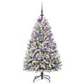 vidaXL Umelý Sklápací Vianočný Stromček 150 LED Zelená a biela 120 cm
