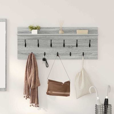 vidaXL Vešiak na stenu Sivý Sonoma 100 x 40 x 12 cm Kompozitné drevo