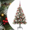 vidaXL Umelý vianočný stromček Zelená a biela 150 cm PVC, kov a plast