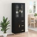 vidaXL Highboard Čierny dub 34,5 x 34 x 180 cm Kompozitné drevo
