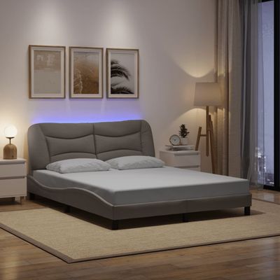 vidaXL Rám postele s LED bez matraca Hvar Taupe 160x200 cm Látka