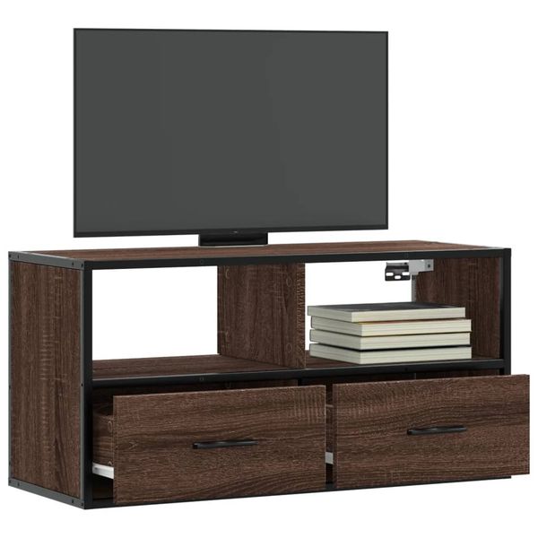 vidaXL TV skrinka hnedý dub 80x31x39,5 cm kompozitné drevo a kov