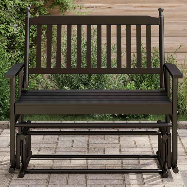 vidaXL Hojdacia lavička čierna 118x70x104,5 cm masívny topoľ