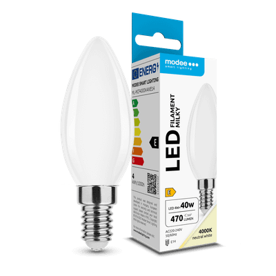 Modee LED žiarovka Filament Milky Candle C35 4W E14 4000K