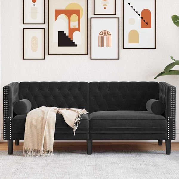 vidaXL Pohovka Čierna 174 x 74,5 x 70,5 cm Zamat
