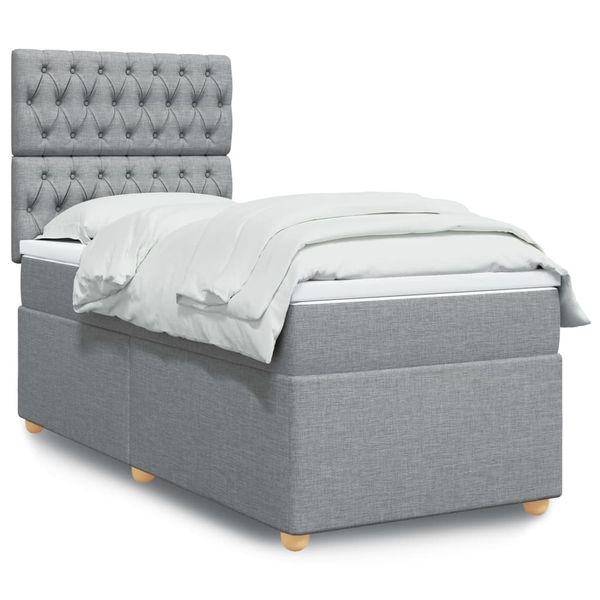 vidaXL Boxspring posteľ s matracom bledosivý 100x200 cm látka