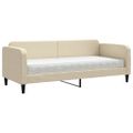 vidaXL Denná posteľ s matracom krémová 80x200 cm látka