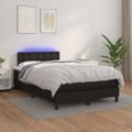 vidaXL Boxspring posteľ s matracom a LED čierna 120x200 cm umelá koža