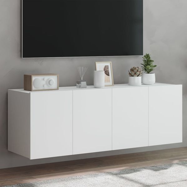 vidaXL TV nástenné skrinky s LED svetlami 2 ks biele 60x35x41 cm