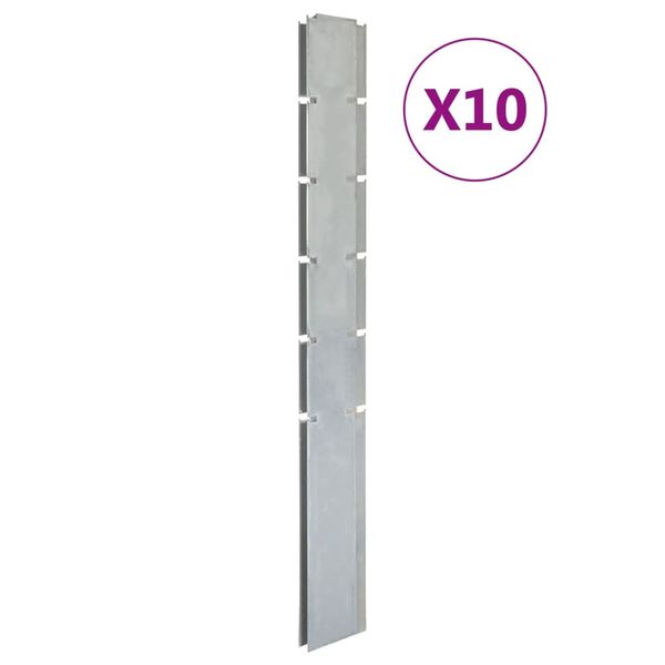 vidaXL Záhradné plotové stĺpiky 10 ks strieborné 160 cm pozinkov. oceľ