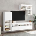 vidaXL 6-dielne TV nástenné skrinky s LED biele kompozitné drevo