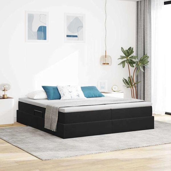 vidaXL Postel s úložným prostorem a matrací Čierna 180 x 200 cm Zamat