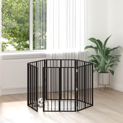 vidaXL Psia brána 6 pcs Čierny 60 x 80 cm Pozinkovaná oceľ