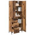vidaXL Highboard Staré drevo 69,5 x 34 x 180 cm Kompozitné drevo