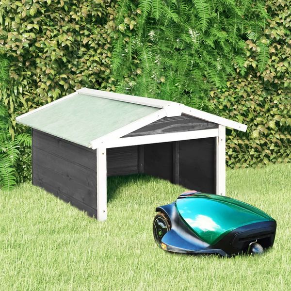 vidaXL Garáž na robotickú kosačku 72x87x50 cm sivo-biela jedľa