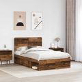 vidaXL Rám postele Staré drevo 135 x 190 cm Masívne borovicové drevo