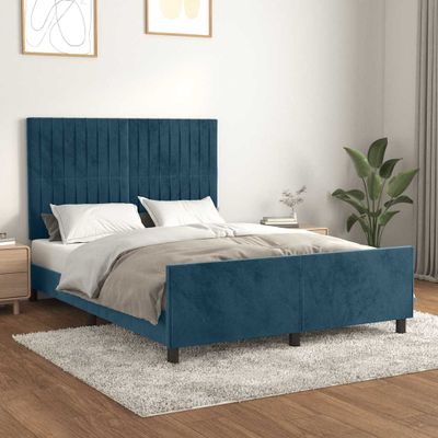 vidaXL Posteľ bez matraca tmavomodrý 140x200 cm zamat