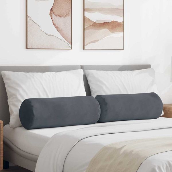 vidaXL Podložkové vankúše 2 pcs Tmavo šedá Ø 25 x 70 cm