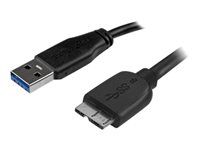 StarTech 3m 10ft Slim USB 3.0 A to Micro B Cable M/M - Mobile Charge Sync USB 3.0 Micro B Cable for Smartphones and Tablets (USB3AUB3MS) - Kábel USB - Micro-USB typu B (M) na USB typ A (M) - USB 3.0 - 3 m - lisovaný - čierny - pre P/N: S2510BU33PW, S251BMU3FP, S251BRU33, SLSODDU33B, SM2NGFFMBU33