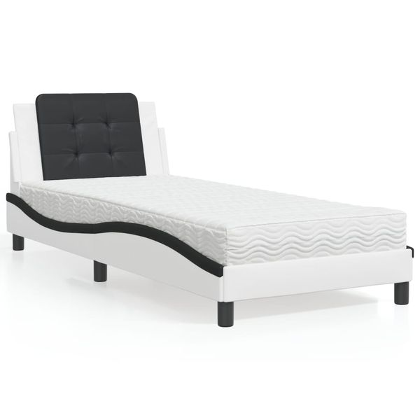 vidaXL Rám postele bez matraca Zadar bielo-čierna 80x200 cm umelá koža