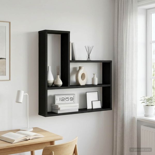 vidaXL Stenná polica Čierny dub 60 x 11 x 60 cm Kompozitné drevo