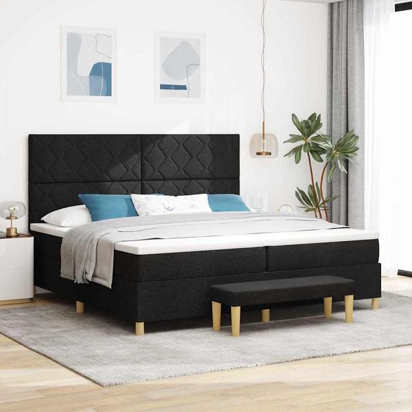 vidaXL Posteľ s pružinovým rámom Čierna 200 x 200 cm látka