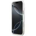 Puzdro Karl Lagerfeld Magsafe IML trblietavé s kovovým rámom fotoaparátu a tlačidlami a logom Karl a Choupette pre iPhone 17 Pro Max číre