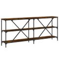 vidaXL Konzolový stolík dymový dub 180x30x75cm kompozitné drevo železo