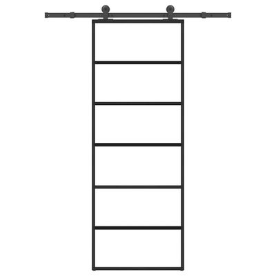 vidaXL Posuvné dvere s kovaním 76x205 cm ESG sklo a hliník