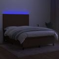 vidaXL Posteľ boxsping s matracom a LED tmavohnedá 140x190 cm látka