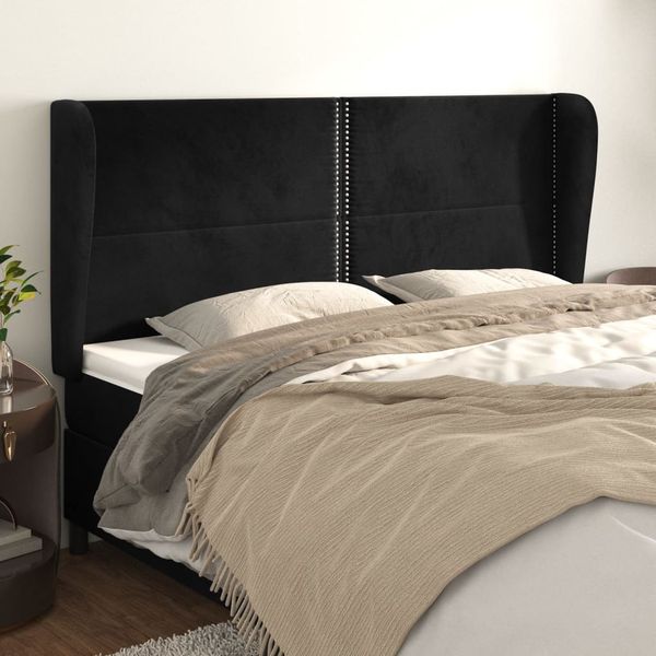 vidaXL Čelo postele so záhybmi čierne 203x23x118/128 cm zamat