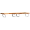 vidaXL Polica pod umývadlo nástenná oceľ a akáciový masív