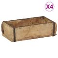 vidaXL Podnos 4 ks Hnedá 30 x 15 x 9 cm Masívne obnovené drevo
