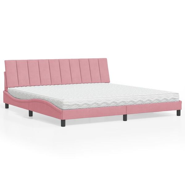 vidaXL Posteľ s matracom Hanko ružový200x200 cm zamat