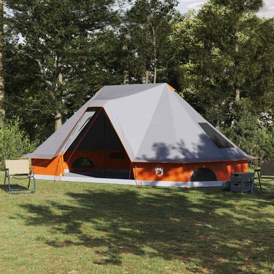vidaXL Tipi stan so strechou Šedá a oranžová 680 x 430 x 270 cm taft