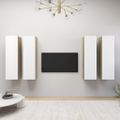 vidaXL TV skrinky 4 ks biela a dub sonoma 30,5x30x110cm drevotrieska