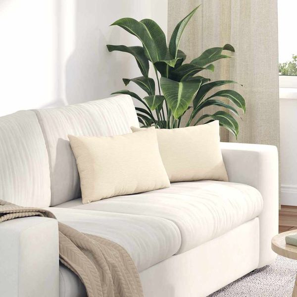 vidaXL Vankúše na pohovku 2 pcs Krémová 50 x 30 cm Kordúrová tkanina