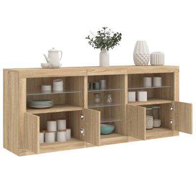 vidaXL Komoda s LED svetlami dub sonoma 181,5x37x67 cm
