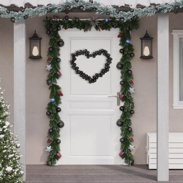 vidaXL Vianočná girlanda z gulí čierna 175 cm polystyrén