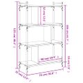 vidaXL Knižnica 4-poschodová dymový dub 76x32x123 cm kompozitné drevo